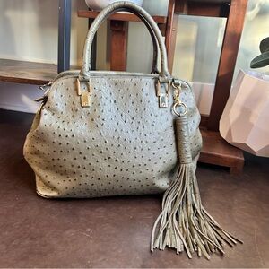 G.I.L.I. Ostrich leather bohemian mid sized hand bag- genuine leather.